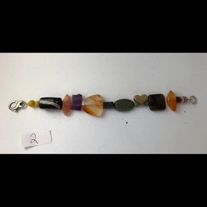 Orange and Brown bracelet w heart bead (#2)